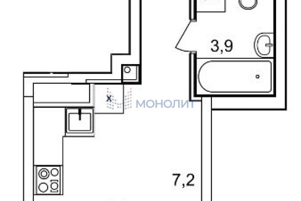 Продаётся 1-комнатная квартира, 26 м²