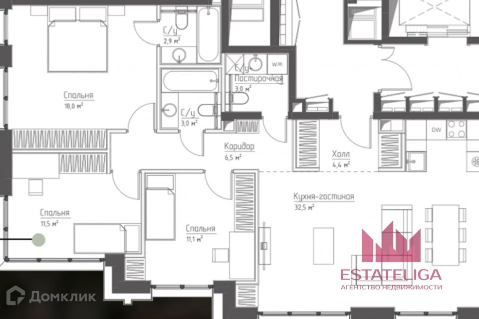Продаётся 4-комнатная квартира, 93 м²