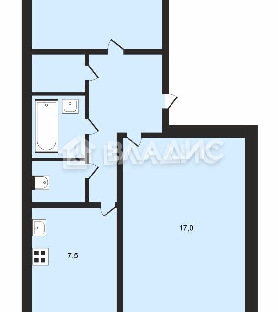 Продаётся 2-комнатная квартира, 47 м²