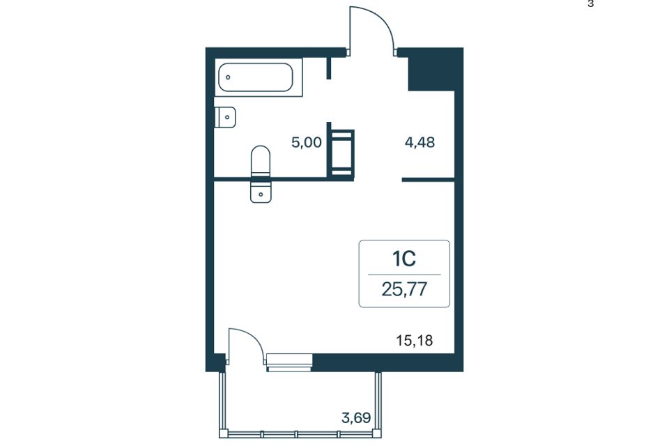 Продаётся студия, 24.5 м²