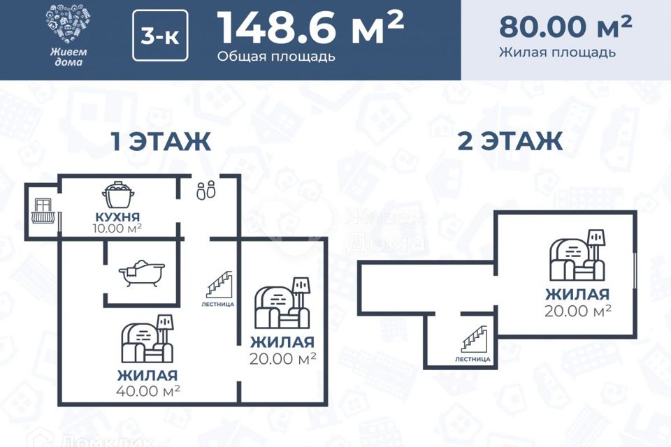 Продаётся 3-комнатная квартира, 148.6 м²
