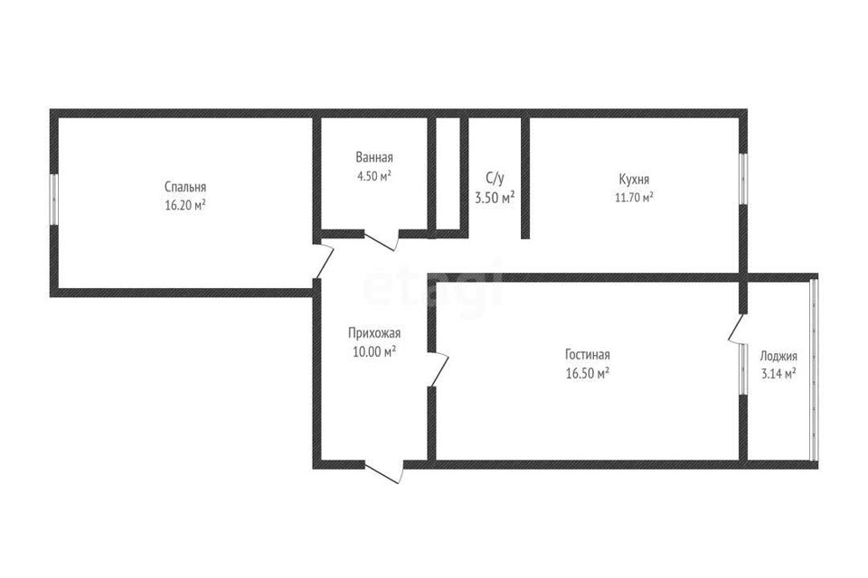 Продаётся 2-комнатная квартира, 65 м²