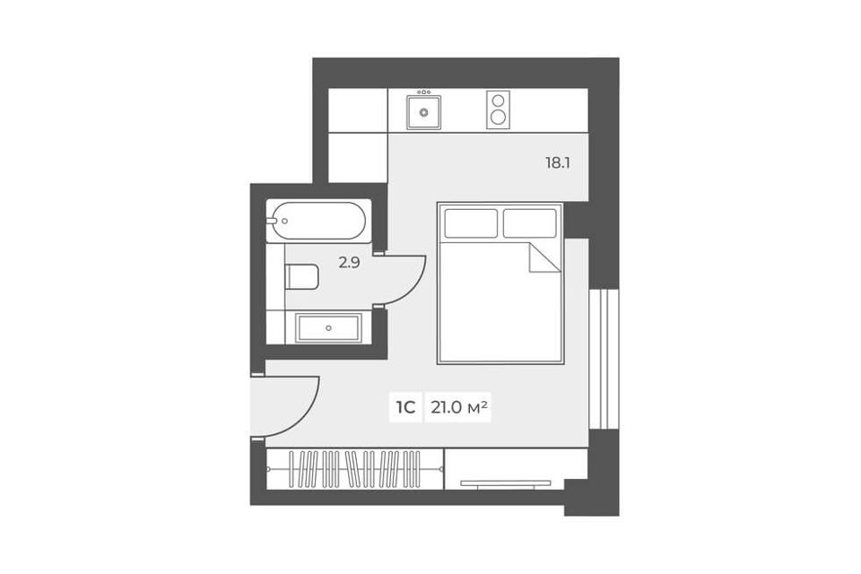 Продаётся 1-комнатная квартира, 21 м²