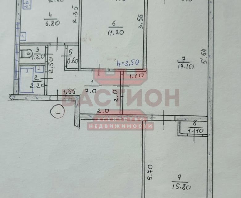 Продаётся 3-комнатная квартира, 67 м²