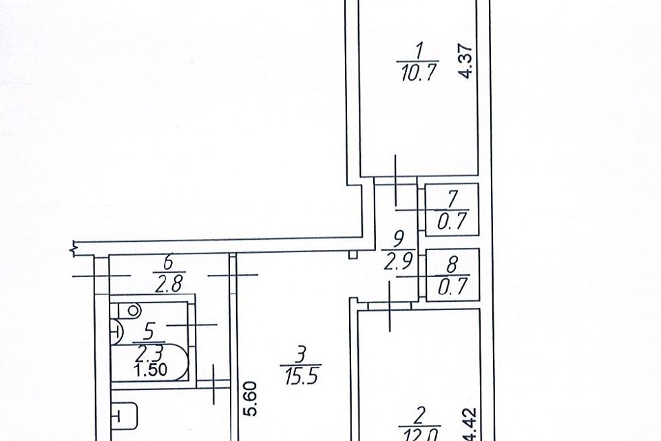 Продаётся 3-комнатная квартира, 53.8 м²