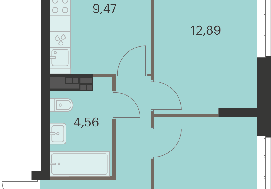 Продаётся 2-комнатная квартира, 44.7 м²