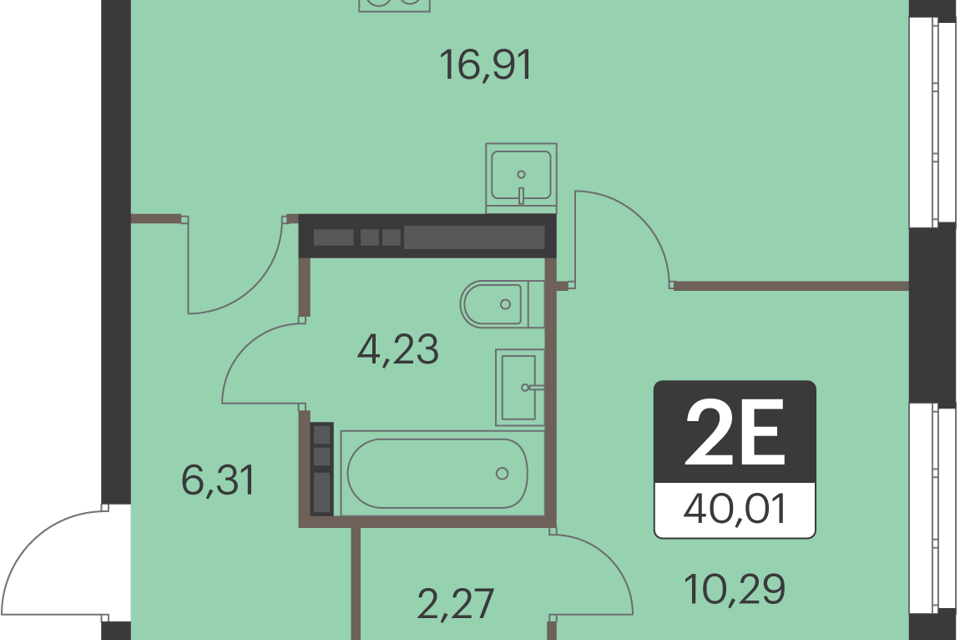 Продаётся 1-комнатная квартира, 39.7 м²