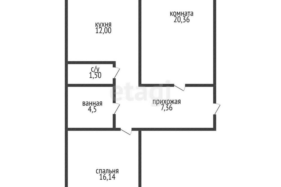 Продаётся 2-комнатная квартира, 66.5 м²