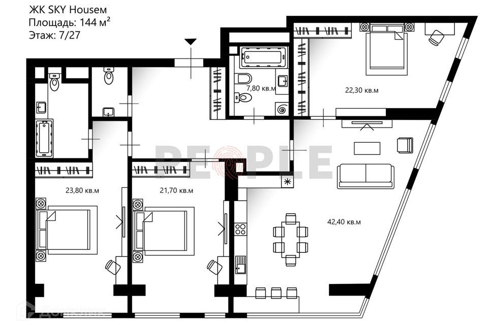 Продаётся 4-комнатная квартира, 144 м²