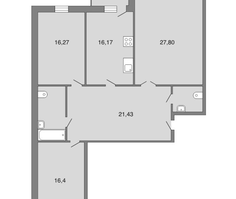 Продаётся 3-комнатная квартира, 105.6 м²