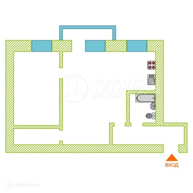 Продаётся 2-комнатная квартира, 44.9 м²