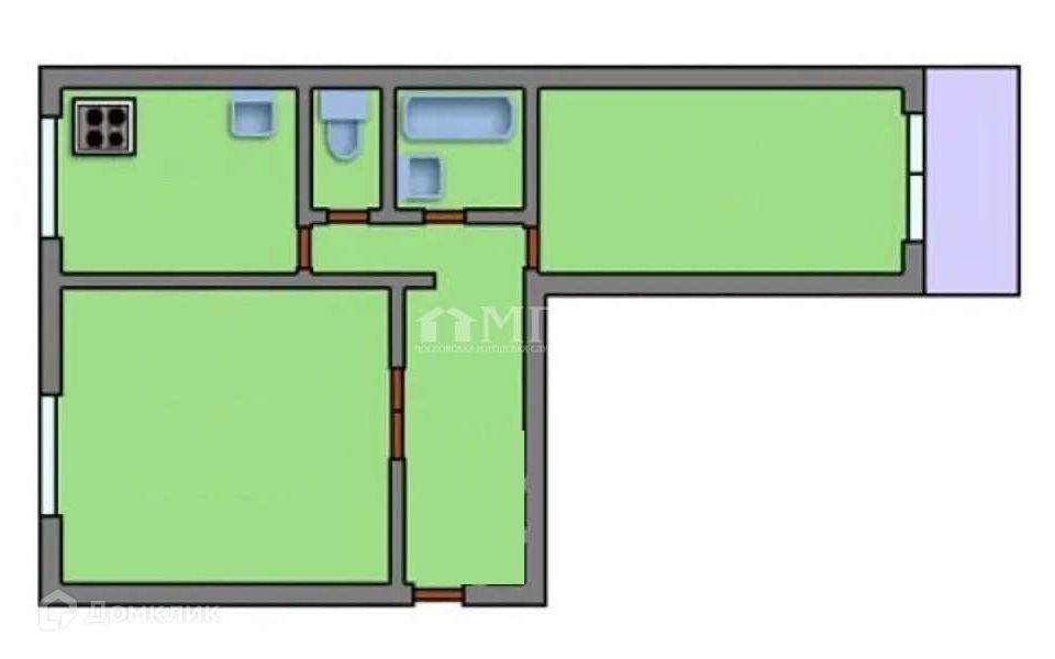 Продаётся 2-комнатная квартира, 52 м²