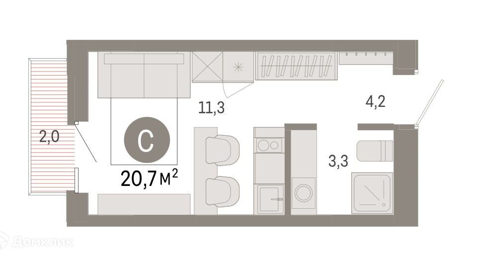 Продаётся студия, 21 м²