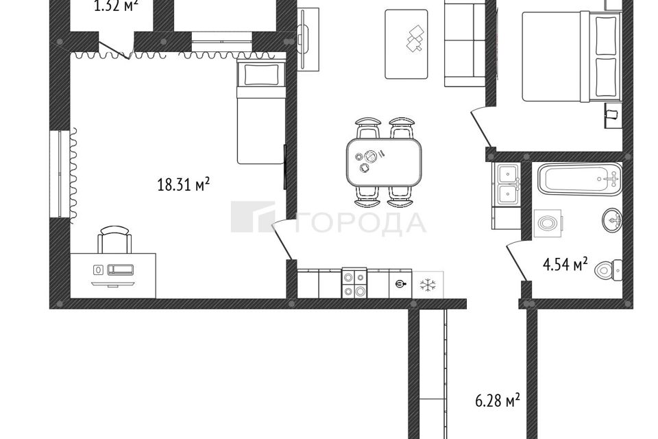 Продаётся 3-комнатная квартира, 63.4 м²