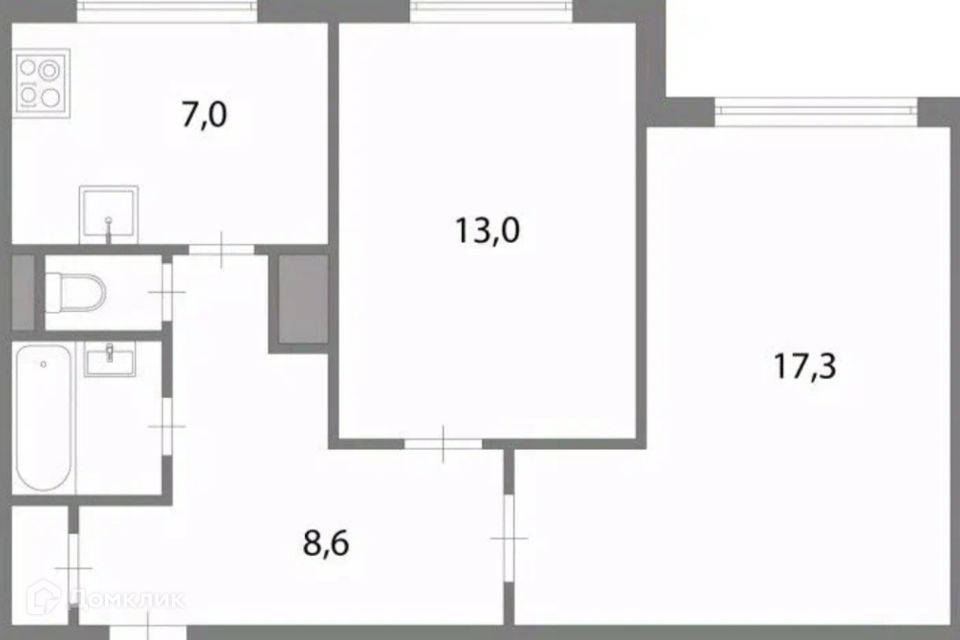 Продаётся 2-комнатная квартира, 50.1 м²
