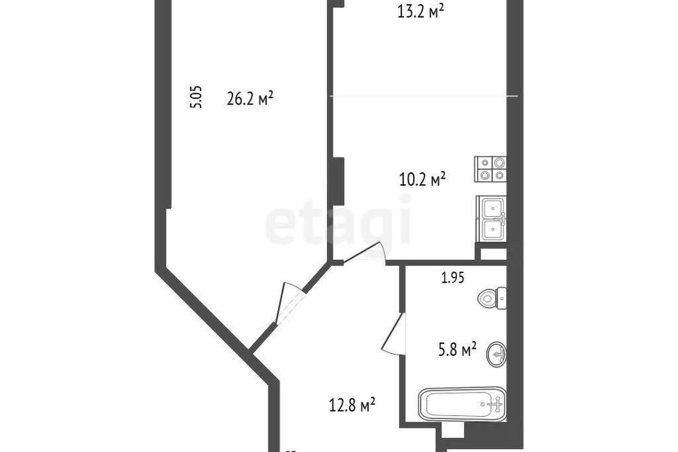 Продаётся 2-комнатная квартира, 68.2 м²