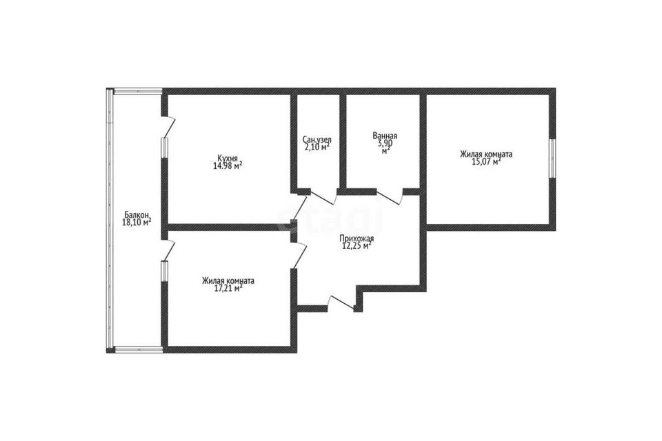 Продаётся 2-комнатная квартира, 65.8 м²