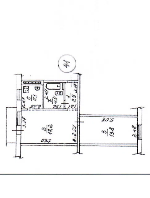 Продаётся 2-комнатная квартира, 44.3 м²
