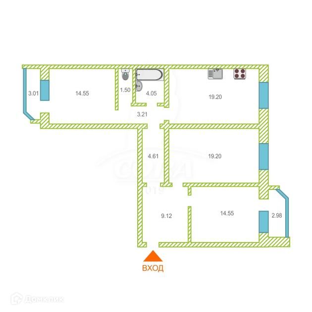 Продаётся 3-комнатная квартира, 90 м²