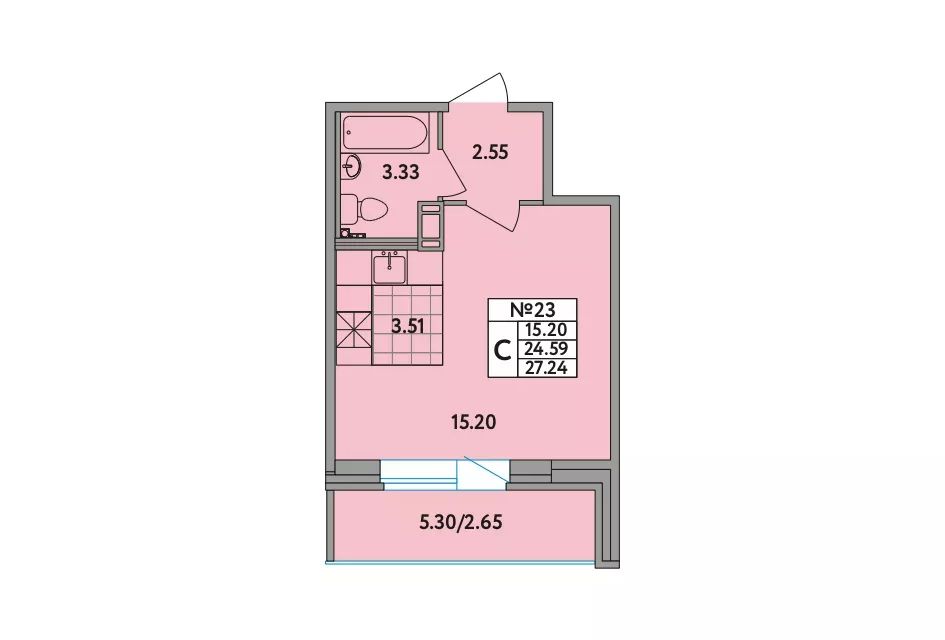Продаётся студия, 27.2 м²