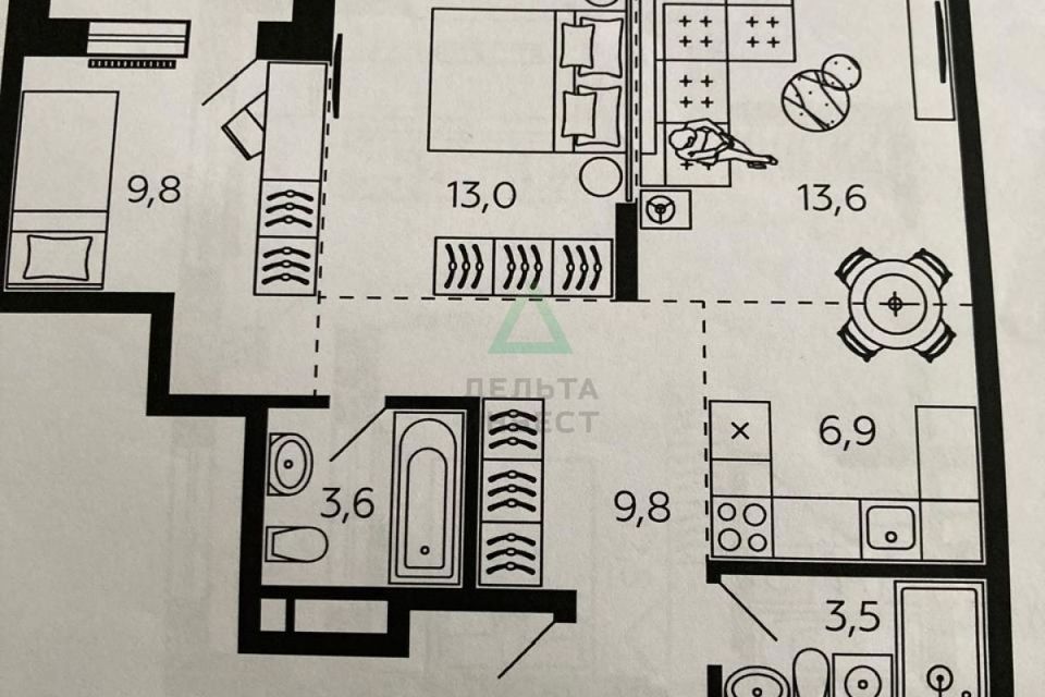 Продаётся 2-комнатная квартира, 59.1 м²