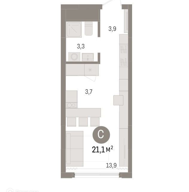 Продаётся студия, 21.1 м²