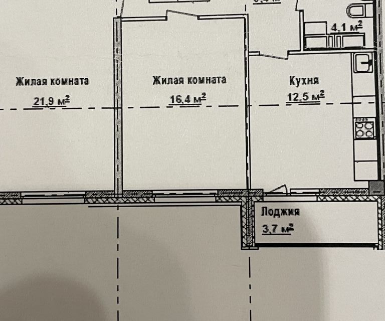 Продаётся 2-комнатная квартира, 63.7 м²