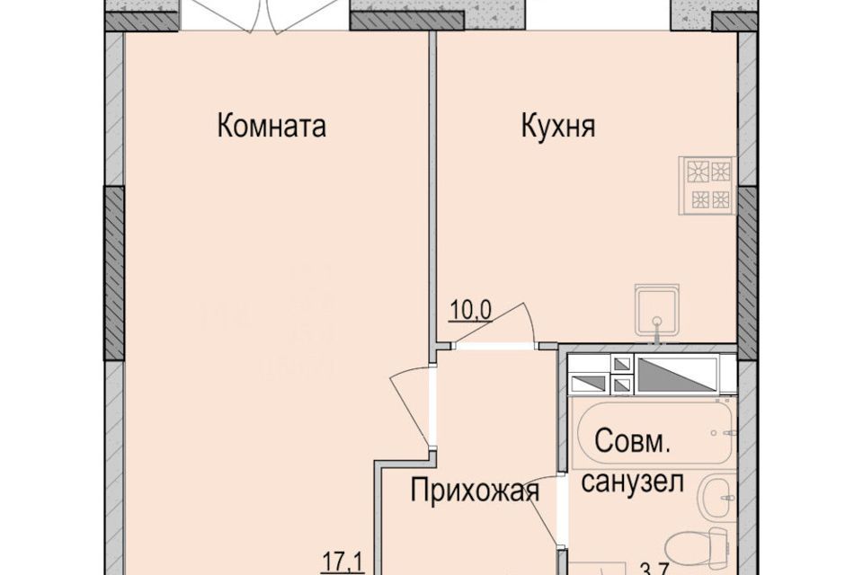 Продаётся 1-комнатная квартира, 35.4 м²