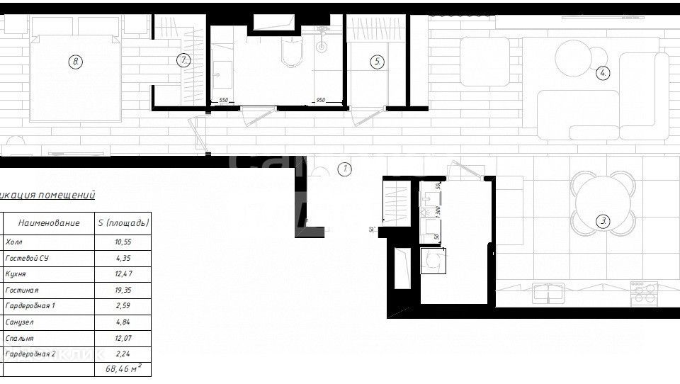 Продаётся 2-комнатная квартира, 72 м²
