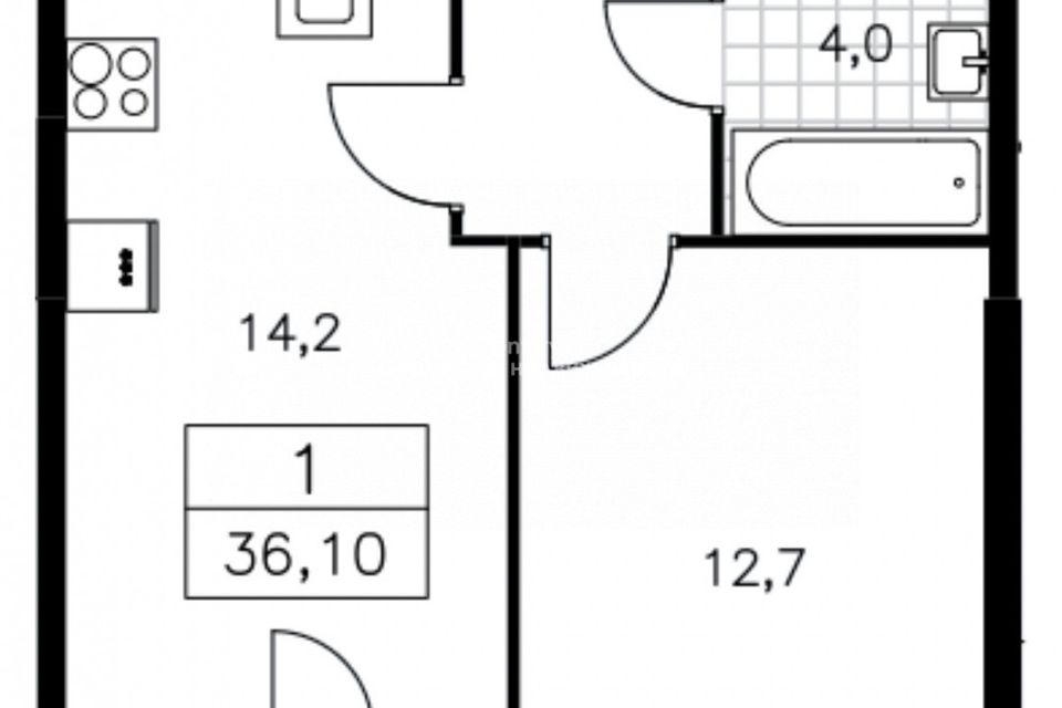 Продаётся 1-комнатная квартира, 36.1 м²