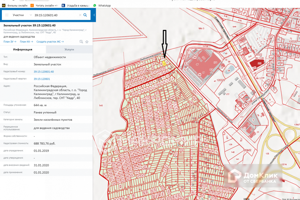 Кадастровая карта снт ромашка