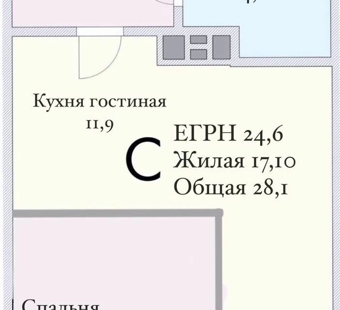 Продаётся 1-комнатная квартира, 28.1 м²