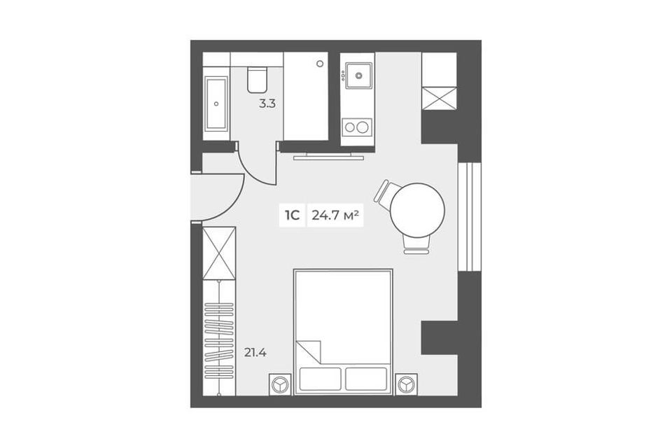 Продаётся 1-комнатная квартира, 24.7 м²