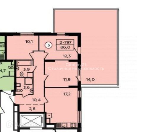 Продаётся 3-комнатная квартира, 86 м²