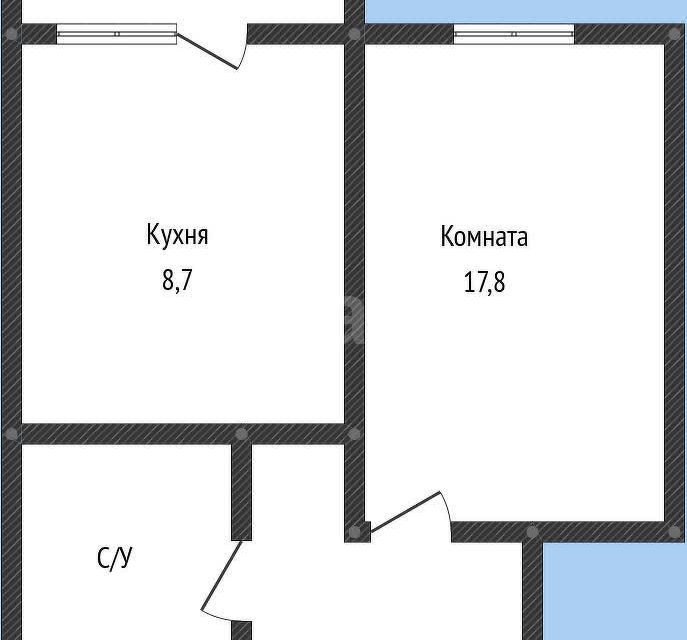 Продаётся 1-комнатная квартира, 37.1 м²