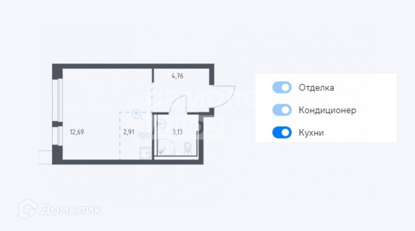 Продаётся студия, 23.49 м²