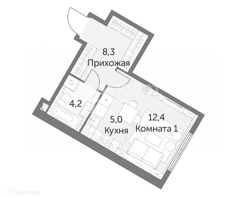 Продаётся студия, 29.9 м²