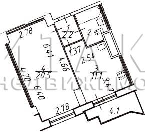 Продаётся 1-комнатная квартира, 41.8 м²