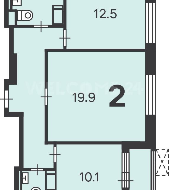 Продаётся 2-комнатная квартира, 59 м²