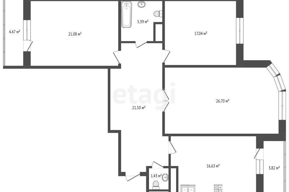 Продаётся 3-комнатная квартира, 108.4 м²