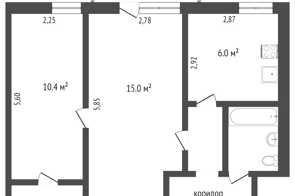 Продаётся 2-комнатная квартира, 45 м²