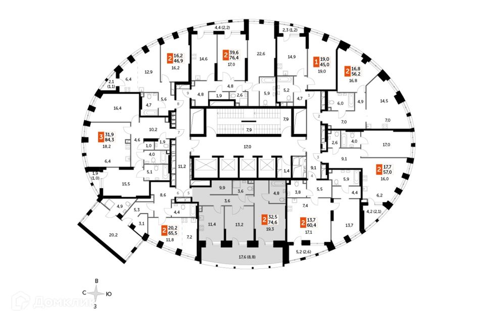 Продаётся 2-комнатная квартира, 74.6 м²