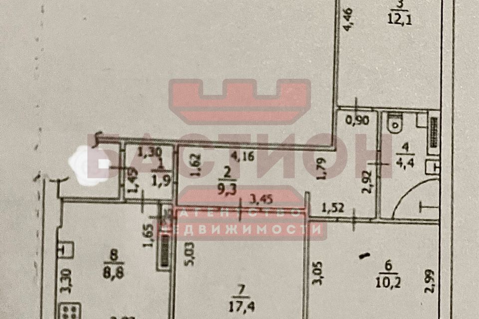 Продаётся 3-комнатная квартира, 72 м²