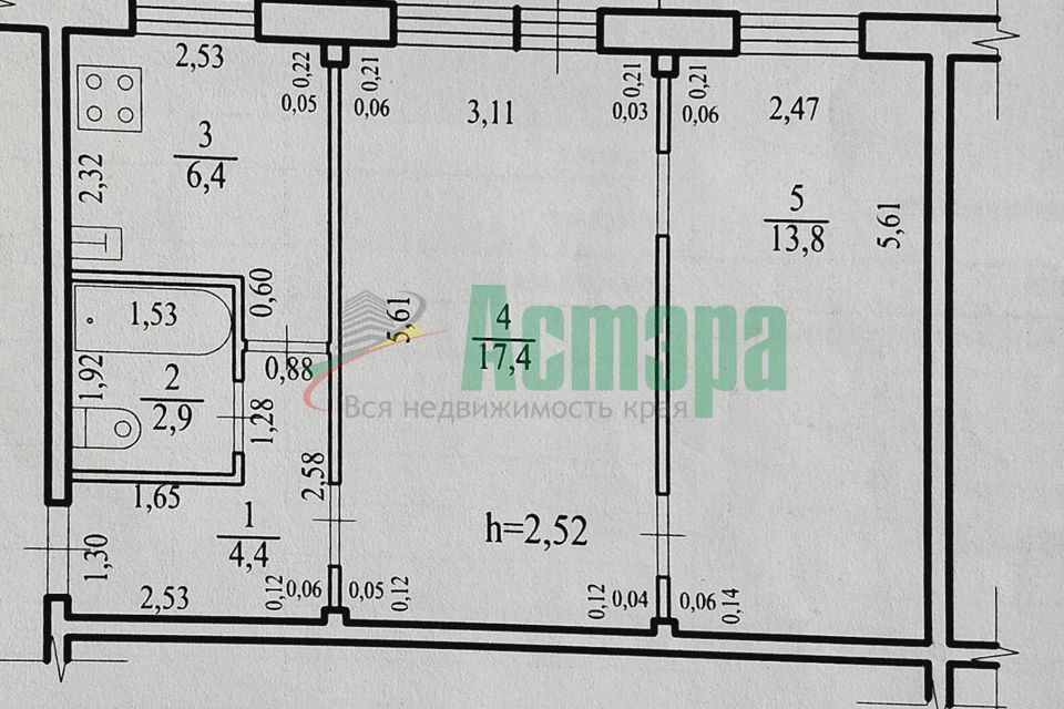 Продаётся 2-комнатная квартира, 44.9 м²