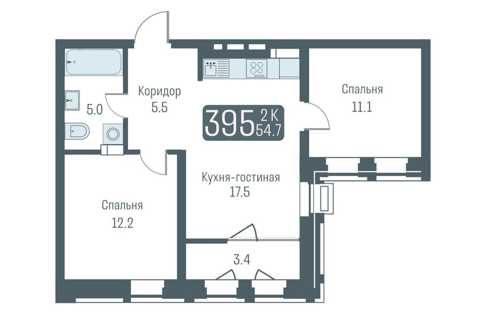 Продаётся студия, 53 м²