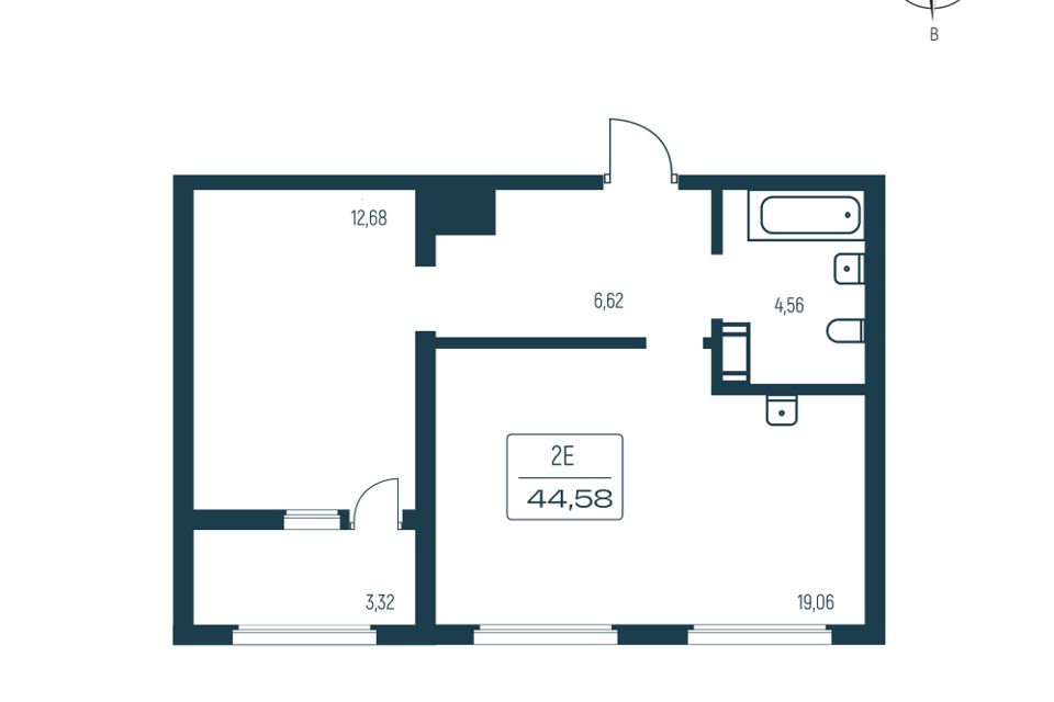 Продаётся 1-комнатная квартира, 42.4 м²