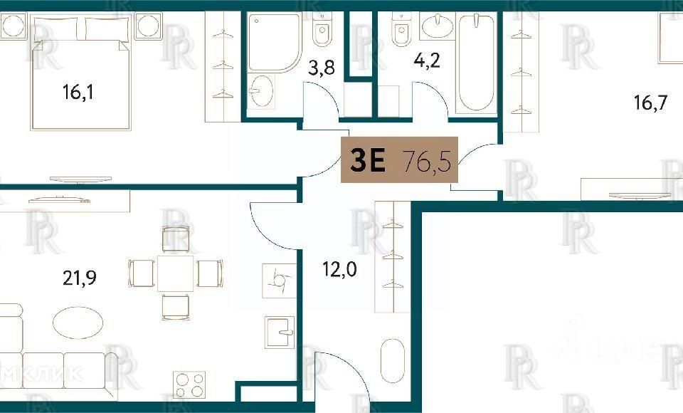 Продаётся 3-комнатная квартира, 75 м²