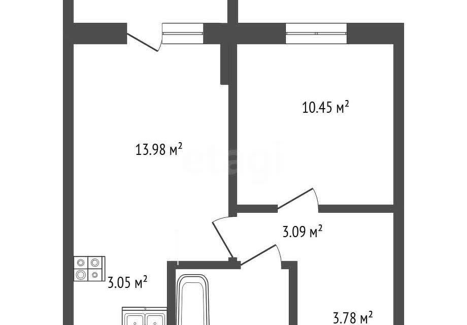 Продаётся 1-комнатная квартира, 38 м²