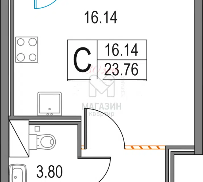 Продаётся студия, 24 м²