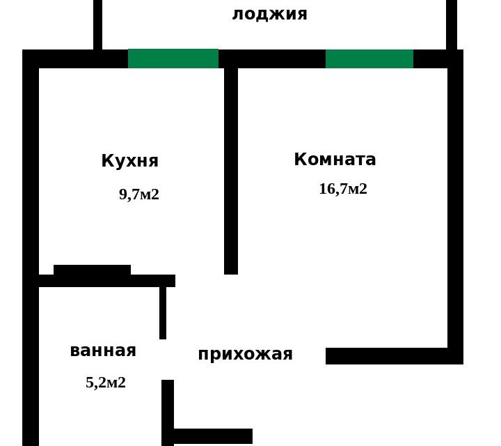Продаётся 1-комнатная квартира, 41 м²